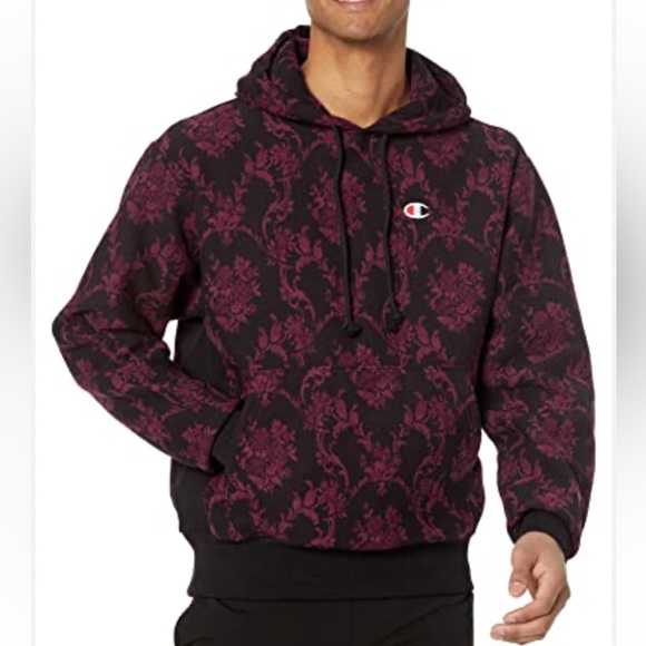 Champion Brocade Logo Reverse Weave Hoodie Sweatshirt in Berry Men’s Small - Picture 9 of 12